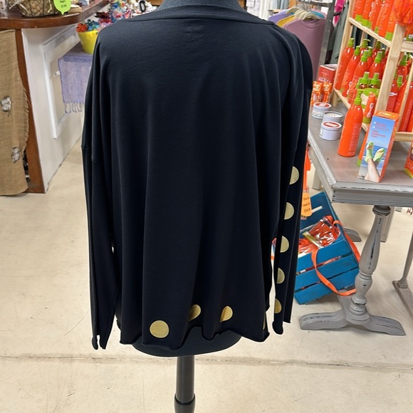 Planet long sleeve black top with gold circle accents - Picture 4 of 6